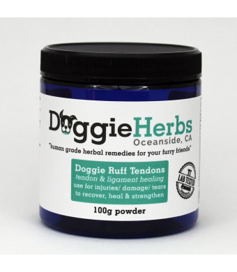 Dog Ligament and Tendon Healing by Doggie Herbs | Human Grade  Dog  Canine Health and All Natural Tendon and Ligament Supplement for Dogs  Powder Container w Herbal Blend  100g