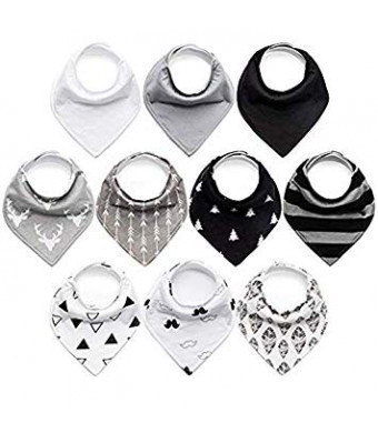10-Pack Baby Bibs Upsimples Baby Bandana Drool Bibs for Drooling and Teething, 100% Organic Cotton and Super Absorbent Hypoallergenic Bibs for Baby Boys, Baby Shower Gift Set