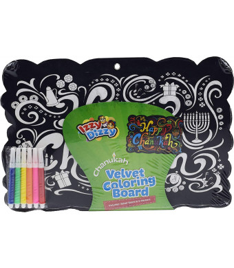 Chanukah Velvet Coloring Board - Includes 6 Markers - 12" x 8.5" - Hanukkah Arts and Crafts and Games by Izzy 'n' Dizzy