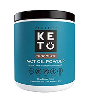Perfect Keto MCT Oil Powder: Chocolate Ketosis Supplement (Medium Chain Triglycerides, Coconuts) for Ketone Energy. Paleo Natural Non Dairy Ketogenic Keto Coffee Creamer