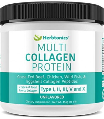 Multi Collagen Protein Powder (Multicollagen) Collagen Peptides l Type I, II, III, V and X (1,2,3,5 And 10) Keto High Quality blend of Grass-Fed Chicken, Wild Fish, Egg Hydrolyzed collagen Bovine KETO