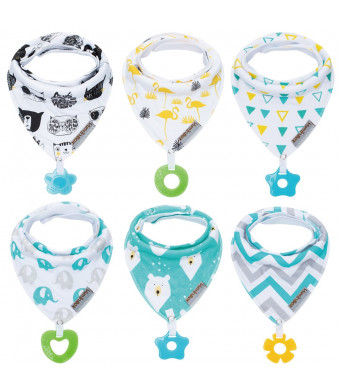 Baby Bandana Drool Bibs and Teething toys Made with 100% Organic Cotton, Super Absorbent and Soft 6-Pack Unisex ( Vuminbox )