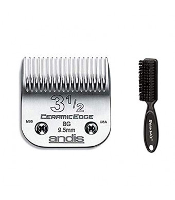 Andis CeramicEdge Carbon-Infused Steel Clipper Blade, Size-3-1/2, Includes A Bonus BeauWis Blade Brush