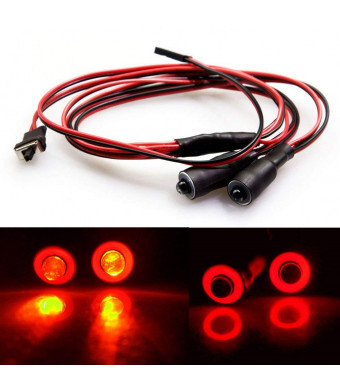 MOHERO 2 Leds Angel Eyes and Demon Eyes LED Light Headlights for 1/10 RC Model Crawler Cars Headlamps (Red+Yellow, 10mm)