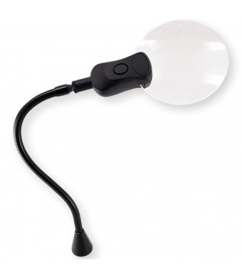 QuadHands LED 3X Magnifier with Rare Earth Magnetic Base - Mounts to Any Ferrous Metal Surface - Flexible Gooseneck Can Be Positioned to Hold The Magnifier Where You Want Hands Free