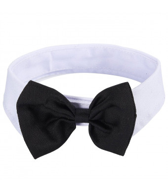 Juvale Dog Bow Tie Collar - Formal Puppy and Kitten Tuxedo Costume Necktie for Small and Medium Sized Pet, Black and White, 15.35 Inches in Girth