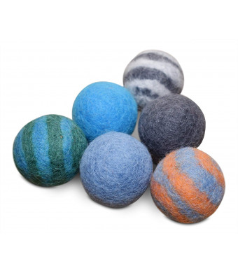 Comfy Pet Supplies Set of 6-100% Wool Felt Ball Toys for Cats and Kittens, Handmade Colorful Eco-Friendly Cat Wool Balls