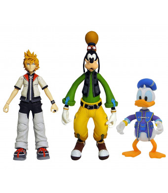 DIAMOND SELECT TOYS Kingdom Hearts Select Series 2: Roxas, Donald Duck, and Goofy Action Figure Set