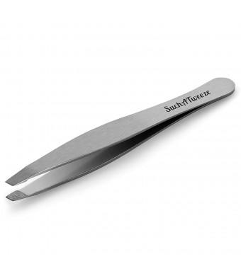 Slant Tweezers - SuchATweeze Premium Stainless Steel Precision Tweezer for Men and Women. Guaranteed Professional and Home Use - Best for Facial and Body Hair Removal! (Stainless Steel)