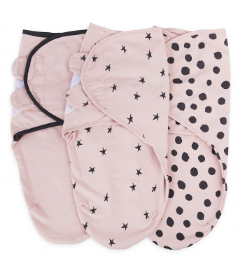Adjustable Swaddle Blanket Infant Baby Wrap Set 3 Pack 0-3 Months by Ely's and Co. (Blush Pink, 0-3 Months)