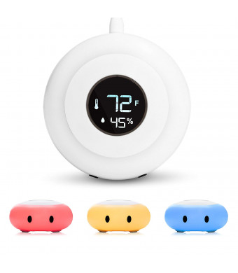LittleHippo Kelvin Color Changing Nursery Night Light, Customizable Room Thermometer and Hygrometer for Children/Kids