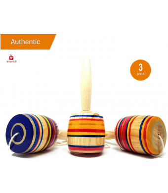 New | Alondra's Imports (TM) Elegantly Handcrafted, Classic Wooden Baleros, Made in Mexico (Valero, Baleros Mexicanos, Balero Toy from Mexico) Unique Assorted Colors - Set of 3