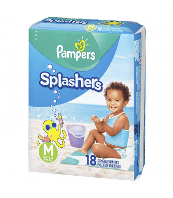 Pampers Splashers Swim Diapers Disposable Swim Pants, Medium (20-33 lb), 18 Count