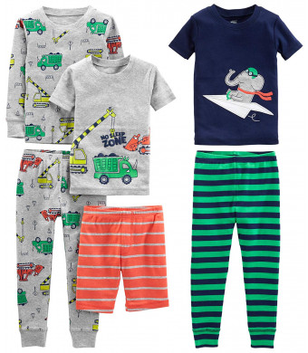 Simple Joys by Carter's Baby, Little Kid, and Toddler Boys' 6-Piece Snug Fit Cotton Pajama Set