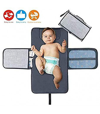 Diaper Changing Pad Diaper Change Mat with Head Cushion and Pockets,Infants Baby Portable Waterproof Changer Mat for Home,Travel and Outside Idefair (TM)