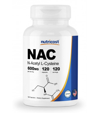 Nutricost N-Acetyl L-Cysteine (NAC) 600mg, 120 Veggie Capsules - Non-GMO, Gluten Free, Vegetable Caps