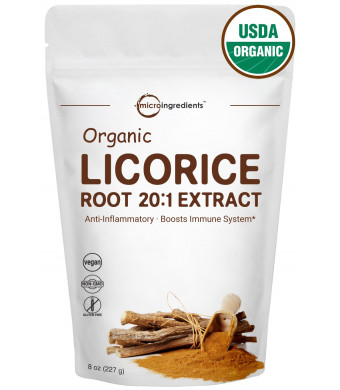 Organic Licorice Root 20:1 Powder, 8 Ounce, Positively Helps Soothe Cough, Sore Throat and Clear and Comfortable Breathing, Non-GMO and Vegan Friendly
