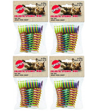 Ethical Pet (4 Pack) Wide Durable Heavy Gauge Plastic Colorful Springs Cat Toy, 10 Count Per Pack