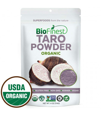 Biofinest Taro Powder -100% Pure Antioxidants Superfood - USDA Certified Organic Kosher Vegan Raw Non-GMO - Boost Digestion Weight Loss Detox - for Smoothie Bubble Tea Beverage (4 oz Resealable Bag)