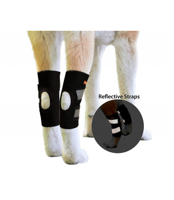NeoAlly Dog Hind Leg Ankle Braces [Pair] Canine Rear Hock Sleeves with Safety Reflective Straps for Injury and Sprain Protection, Wound Healing and Loss of Stability from Arthritis - 3 Colors (Pair)