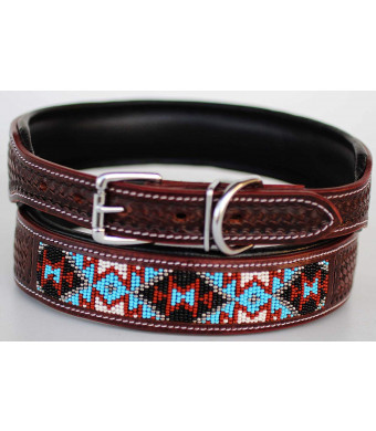 ProRider Large 21''- 25'' Puppy Dog Collar Cow Leather Adjustable Padded Canine 6070