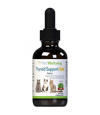 Pet Wellbeing Thyroid Support Gold for Cats - Natural Support for Thyroid Gland and Normal Calm Temperament in Felines - 4oz (59ml)