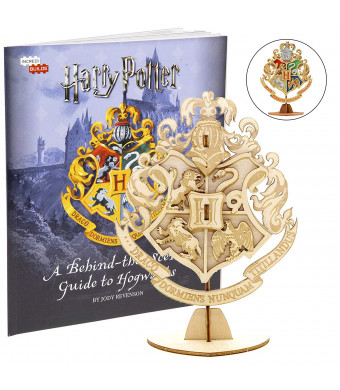 Harry Potter Hogwarts Crest Book and 3D Wood Model Kit - Build, Paint and Collect Your Own Wooden Model - Great for Kids and Adults, 8+ - 4" x 3"