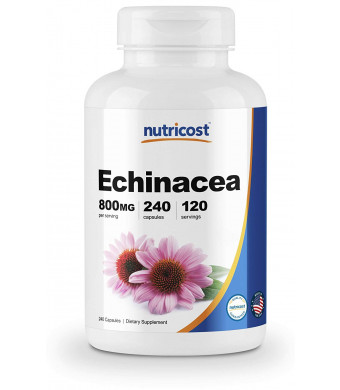 Nutricost Echinacea 800 mg, 240 Capsules - High Quality Veggie Caps, Non GMO, Gluten Free, 120 Servings