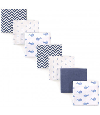 Hudson Baby Unisex Baby Flannel Receiving Blankets 7-Pack, Blue Whales, One Size