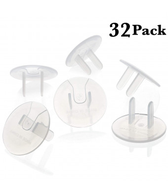 Ultra Clear Outlet Plug Covers - 32 Pack Electrical Protector Safety Caps Child Proof - Little Giggles