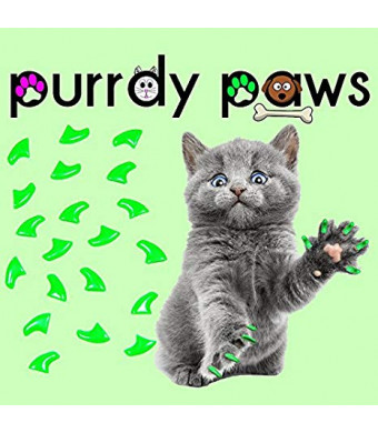 40-Pack Soft Nail Caps For Cat Claws NEON GREEN Purrdy Paws