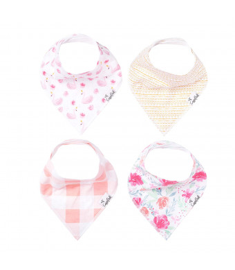 Baby Bandana Drool Bibs for Drooling and Teething 4 Pack Gift Set for Girls June by Copper Pearl