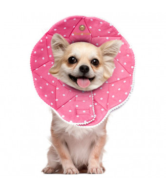 SunGrow Pet Cute Comfy Cone - Post Surgery Stress-Free Recovery Collar - Durable, Scratch-, Bite-, Water-Resistant, Easy to Wipe and Clean - with Adjustable Strap Enclosures for Dogs and Cats