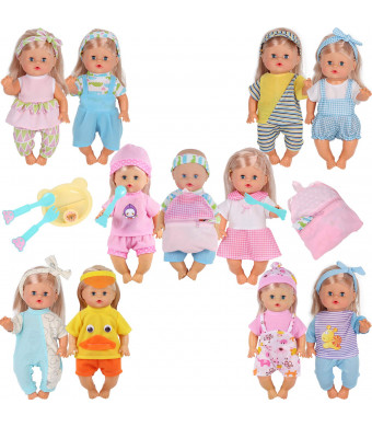 10pcs for 10-11-12 Inch Baby Doll Clothes Dress Reborn Newborn Doll Accessories Gown Costumes Outfits with Schoolbag Kitchen Toy Xmas Gift-wrap