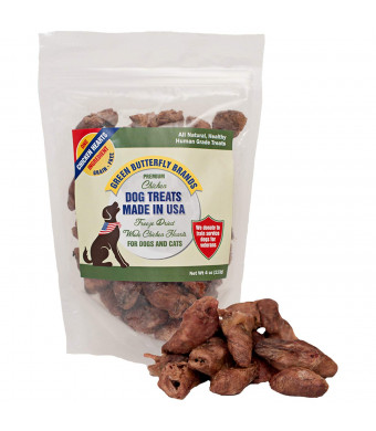 Green Butterfly Brands Freeze Dried Whole Chicken Hearts for Dogs and Cats - One Ingredient Premium Chicken Dog Treats - Made in USA Only  All Natural, Grain Free - No Additives or Preservatives 4oz