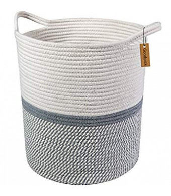 Goodpick Large Cotton Rope Basket 14.2'' x 13.4'' x 16.2'' -Baby Laundry Basket Tall Woven Basket Blanket Nursery Bin