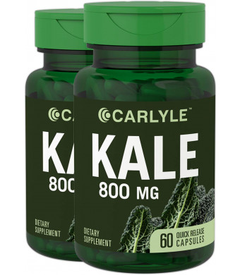 Carlyle Kale Extract 800mg, 2 Bottles, 60 Capsules | Non-GMO and Gluten Free