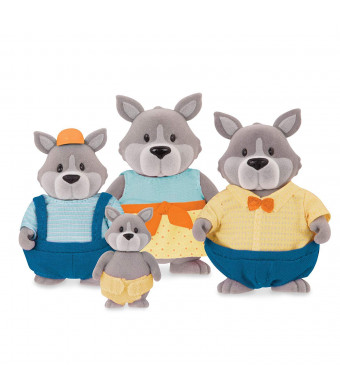 Li'l Woodzeez Gray Paws Wolf Family with English Storybook Toy