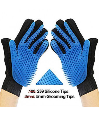Pet Grooming Gloves  Heavy Duty Left and Right Enhanced Five Finger Design  Gentle De-Shedding Brush  Efficient Pet Hair Remover Glove - Combing and Massage- Perfect for Dogs and Cats and Other Pets.