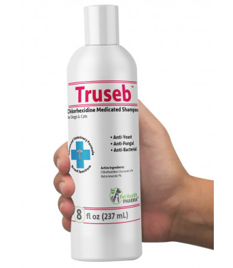 Truseb | #1 Ketoconazole and Chlorhexidine Shampoo for Dogs and Cats - Antifungal, Antibacterial and Antiseptic Medicated Dog Shampoo for Hot Spots, Ringworm, Yeast, Fungal Infections, Acne,Pyoderma