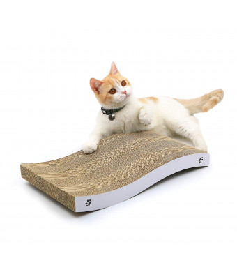 Coching Cat Scratcher Cardboard Curved Shape Scratch Pad with Unique Three Different Scratch Textures Design Durable Scratching Pad Reversible with Organic Catnip