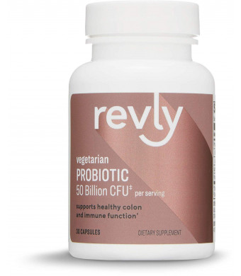 Amazon Brand - Revly Adult Probiotic 50 Billion CFU, 30 Capsules, 1 Month Supply