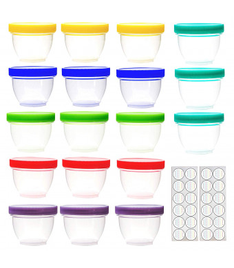 18 Pack Baby Food Storage, 4 oz Baby Food Containers with Lids, 6 Assorted Colors, with Free Lids Labels