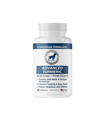 Vets Preferred Premium Turmeric Curcumin for Dogs | Joint Pain Relief Supplement with Coconut Oil | Promotes Hip and Joint Health, Arthritis Support and Healthy Digestion | Chicken-Flavored Chewables
