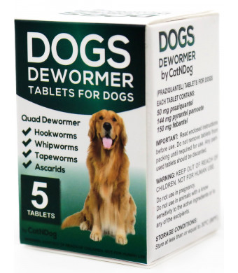 CatNDog Quad Dewormer for dogs, Medicine Pills Wormer for Large and Puppy 5 Tablets