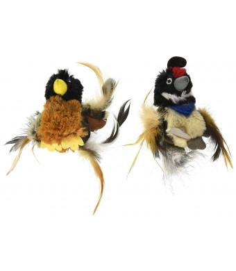 Pet Craft Supply Co. Batty and and Quirky Quail Funny Cuddling Chasing Irresistible Stimulating Soft Plush Boredom Relief Interactive Catnip Filled Cat Toy with Realistic Feathers (2 Pack)
