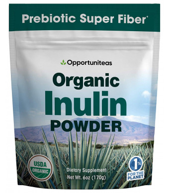 Organic Inulin Powder - Prebiotic Super Fiber Made from 100% Organic Blue Weber Agave - Alternative Sweetener That Supports Digestion, Regularity, and Gut - Non GMO, Vegan, Gluten Free - 6 oz