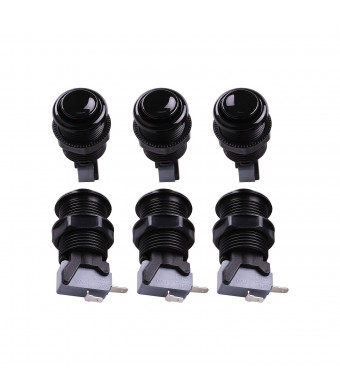 Easyget 6 Pcs/lot HAPP Type Standard Arcade Push Button with Microswitch for Mame / Jamma / Arcade Video Games - 30MM Arcade Buttons (Black)