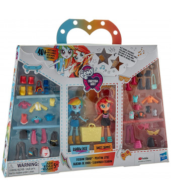 My Little Pony Equestria Girls Fashion Squad Rainbow Dash and Sunset Shimmer Mini Doll Set with 40+ Accessories