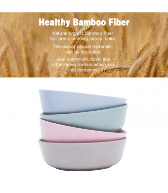 4pcs Bamboo Kids Bowls for Baby FeedingNon Toxic and Safe Toddler Bowls,Eco-Friendly Tableware for Baby Toddler Kids Bamboo Toddler Dishes and Dinnerware Sets (Freshness)